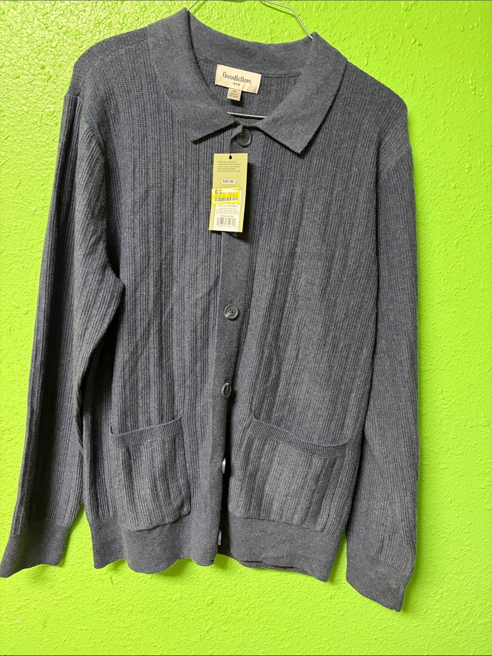 Goodfellow & Co Men's blue Ribbed Button Cardigan